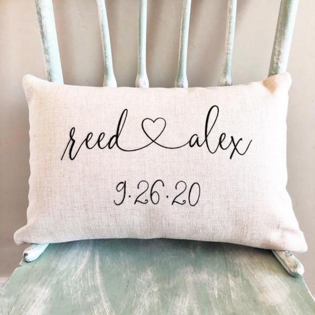 Personalized Wedding Gifts Pillow Cover - Throw Pillow Cover Couples Name Gift & Established Date Custom Pillow - Rustic Wedding Decor