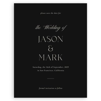Black Wedding Digital Save the Date - Gavin Portrait