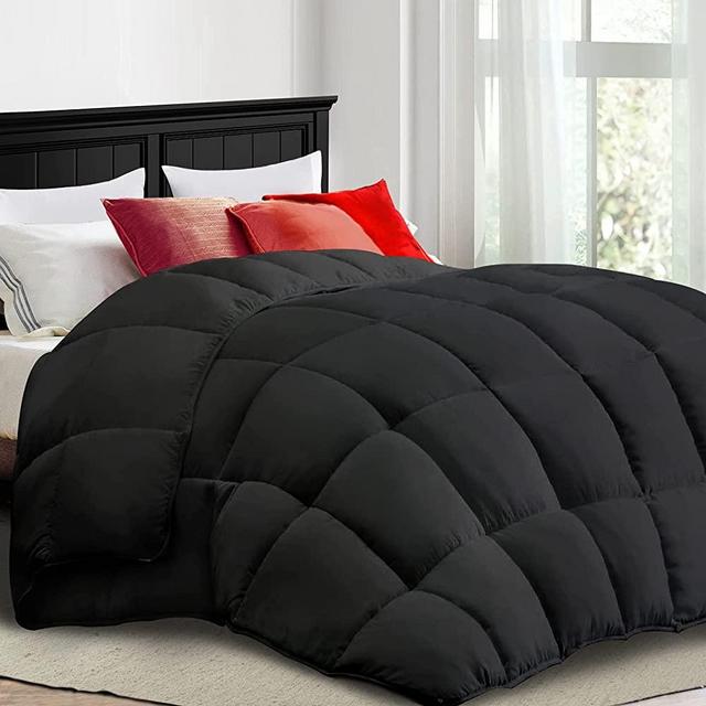 COONP All Season King Comforter Cooling Down Alternative Quilted Duvet Insert with Corner Tabs,Winter Warm Hotel Comforter,Machine Washable-102 x 90 Inches,Black