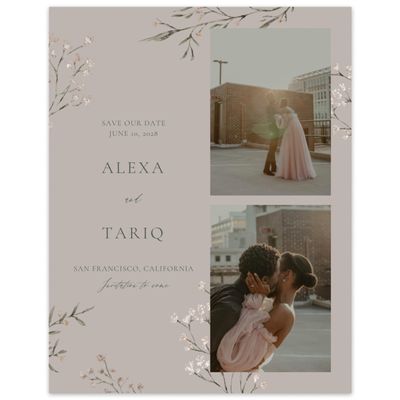 Greige, Brown Wedding Digital Save the Date - Sweetbay Multiphoto