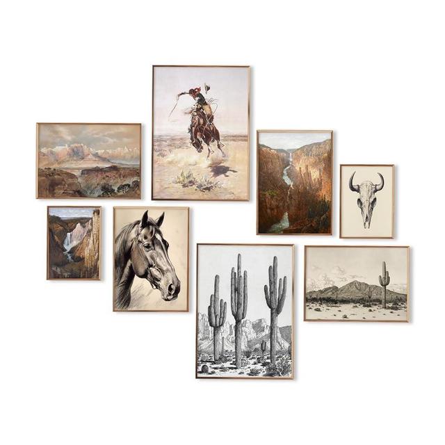Western Decor Vintage Southwestern Wall Art,Farmhouse Wall Decor Western Cowboy Pictures,Boho Ranch Desert Western Wall Decor Aesthetic,Southwestern Artwork Prints for Western Bedroom Bathroom Decor,Unframed
