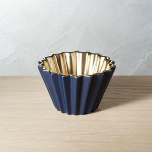 Crinkle Navy Blue and Gold Bowl
