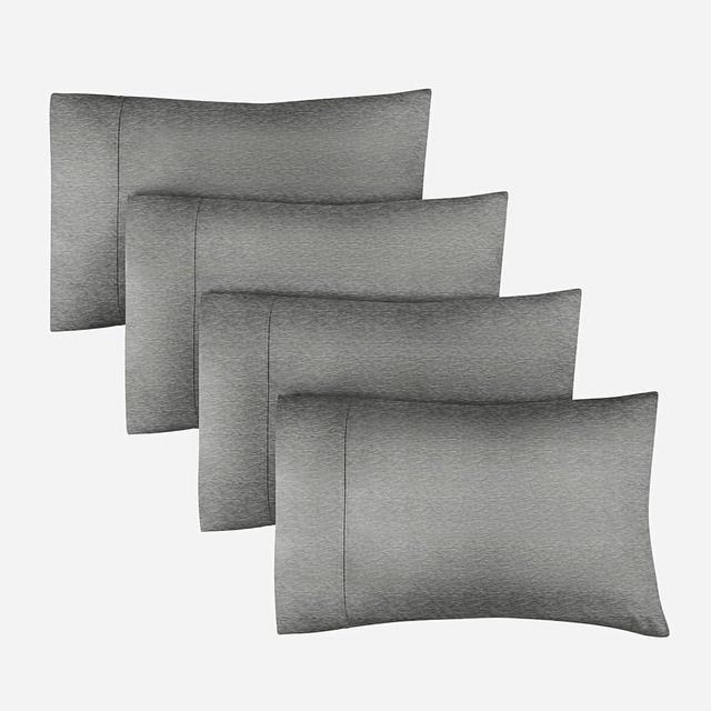 King Size Pillow Cases Set of 4 - Extra Soft Pack of 4 Pillowcases - Hotel Luxury Pillowcases - Machine Washable Pillow Protectors - 20x40 Pillow Cases 4 Piece - King Heathered Grey Pillow Covers