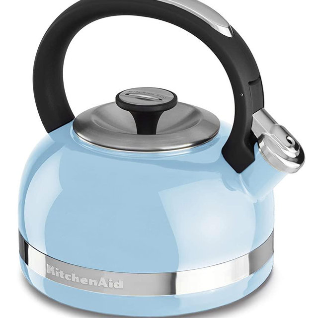 KitchenAid 2.0-Quart Full Handle and Trim Band Stovetop Kettle, 2 Qt, Cameo Blue