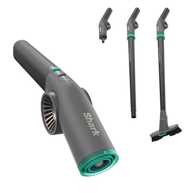 NEW Shark BlastBoss — All-in-One Air Blasting System with BlastBroom, Precision Nozzle, Extension Wand, Indoor/Outdoor Cleaning, 0-190 MPH, Cordless Handheld Blower, Rechargeable, Charcoal, AB2111