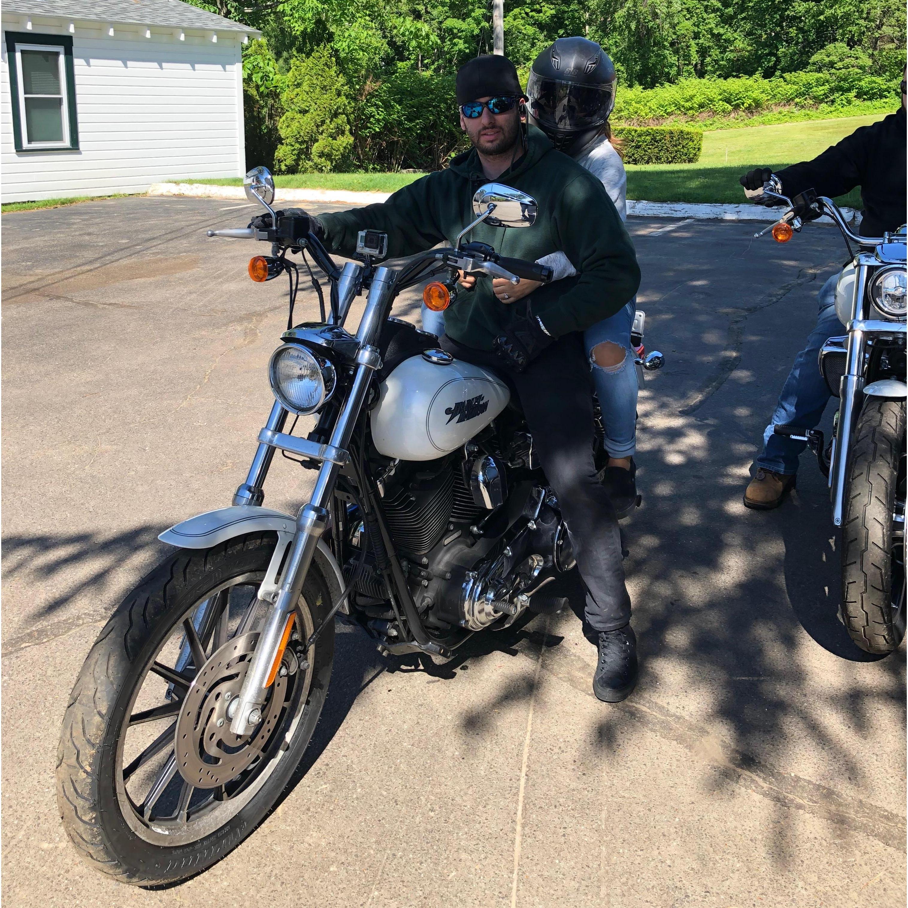 June 8th, 2019. Our first ride together on Devin's dads' bike in Laconia, New Hampshire.