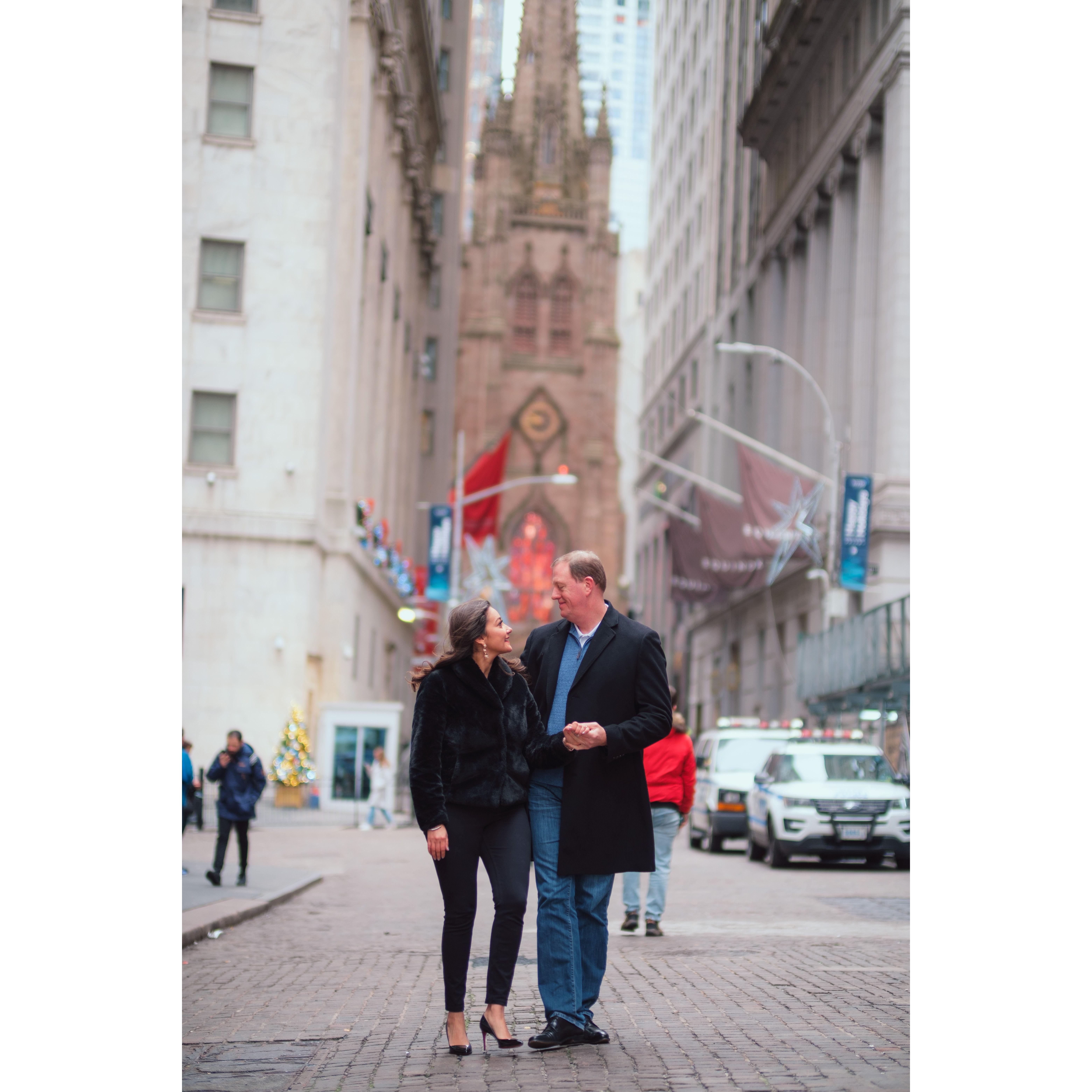 Walking around NYC as we start our engagement journey.