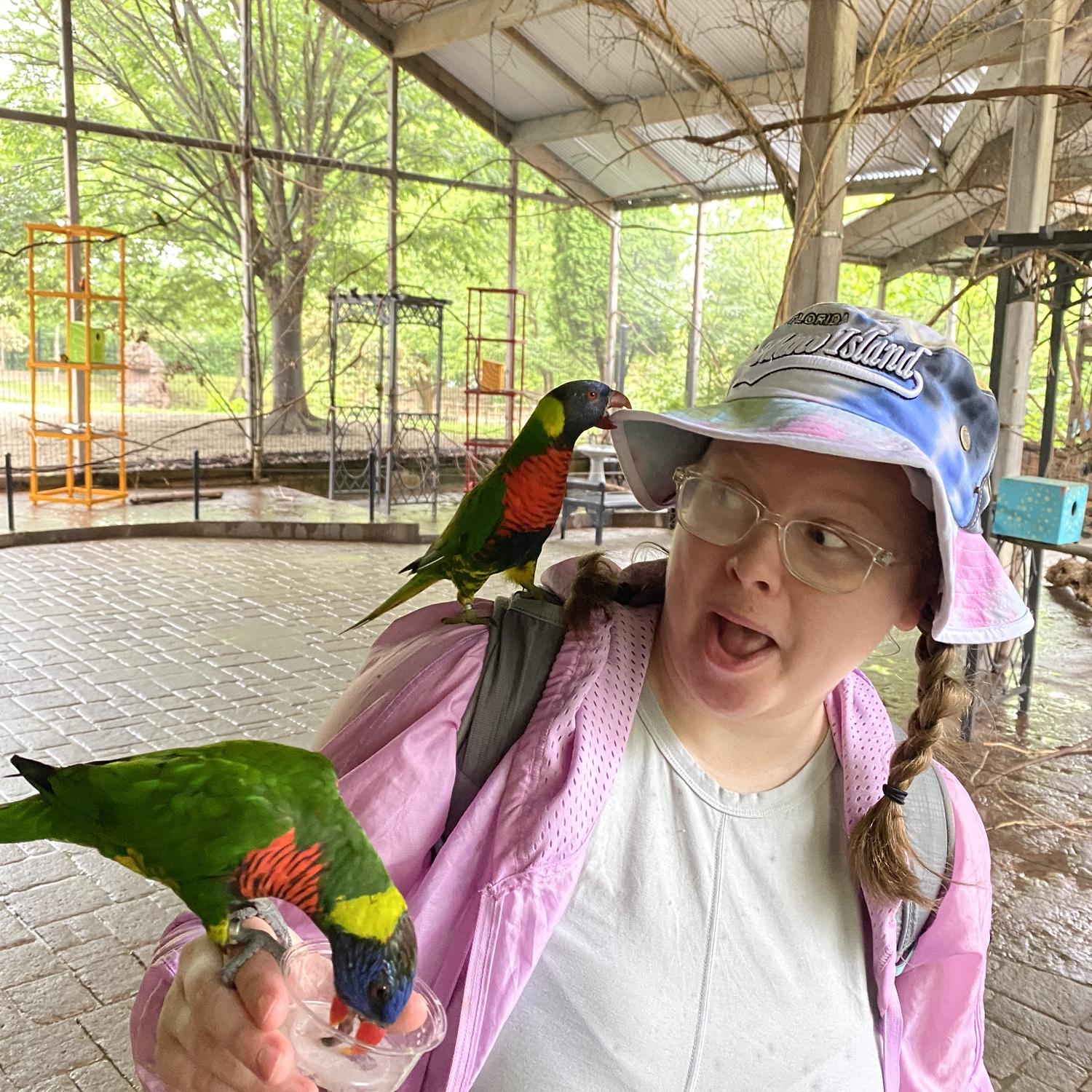 The birds loved Courtney's hat