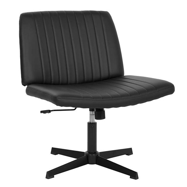 FDW Criss Cross Chair Armless Cross Legged Office Desk Chair Adjustable Swivel Ergonomic Gaming Chair No Wheels Backrest with Wide Seat Native Sponge Computer Task Vanity Chair for Home Office,Black