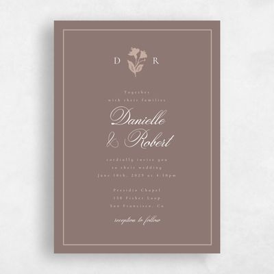 Brown Greenery Wedding Invitation - Fawn Classic
