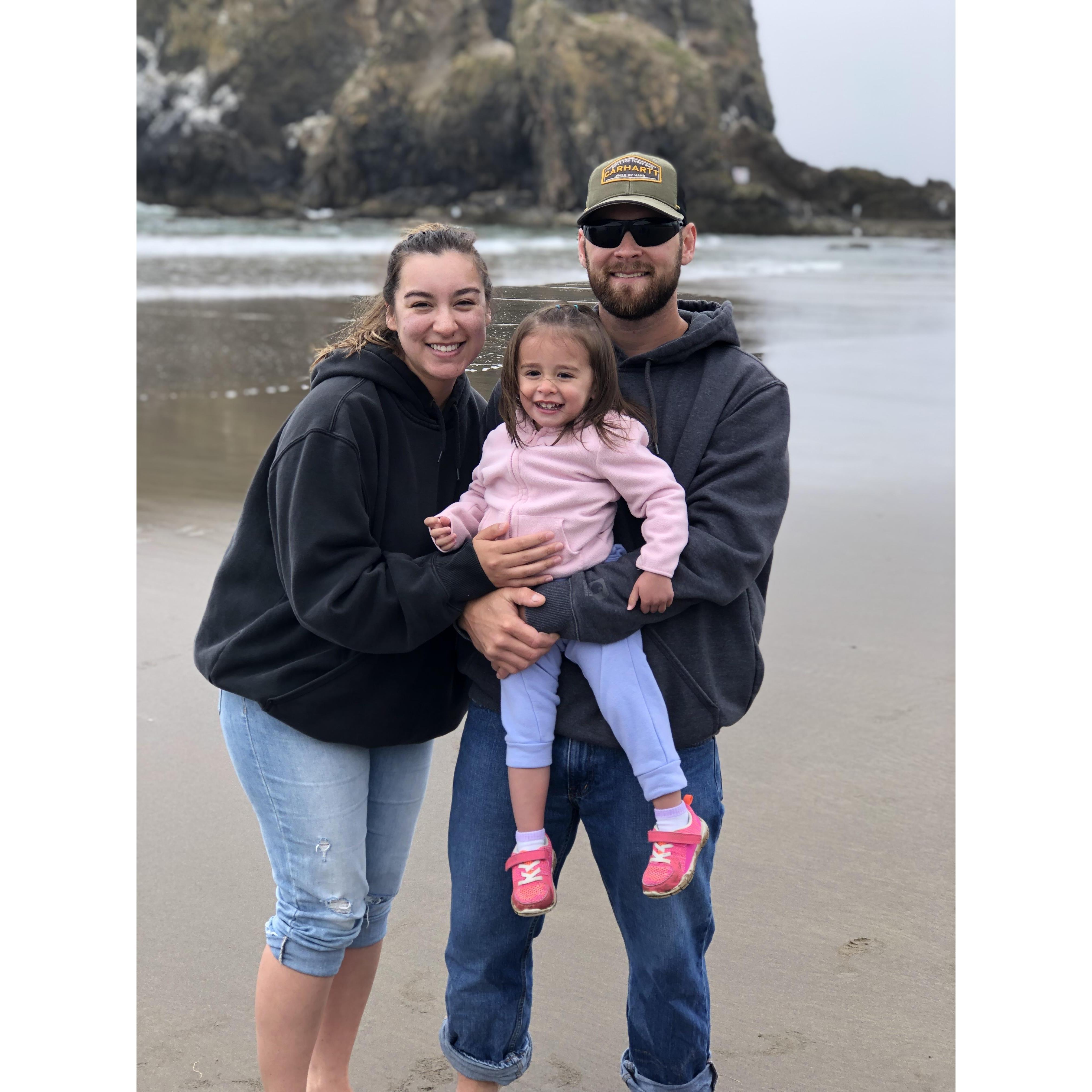 The family in Cannon Beach, Oregon. Always cold, but so fun and gorgeous!