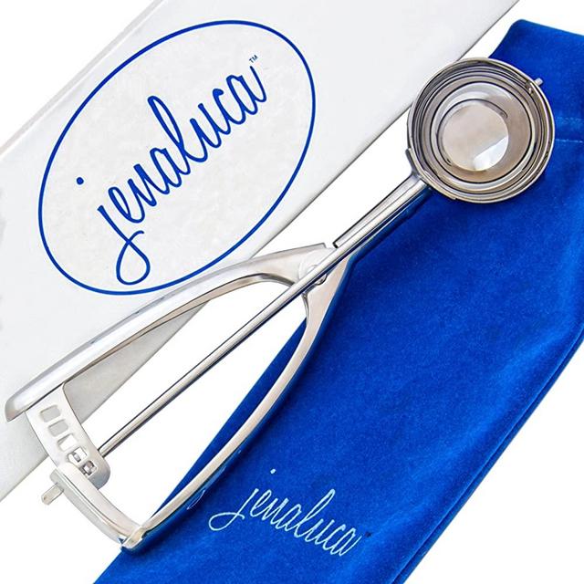 Jenaluca Ice Cream Scoop - Cookie Dough and Cupcake Scoop - 18/8 Stainless Steel - Large