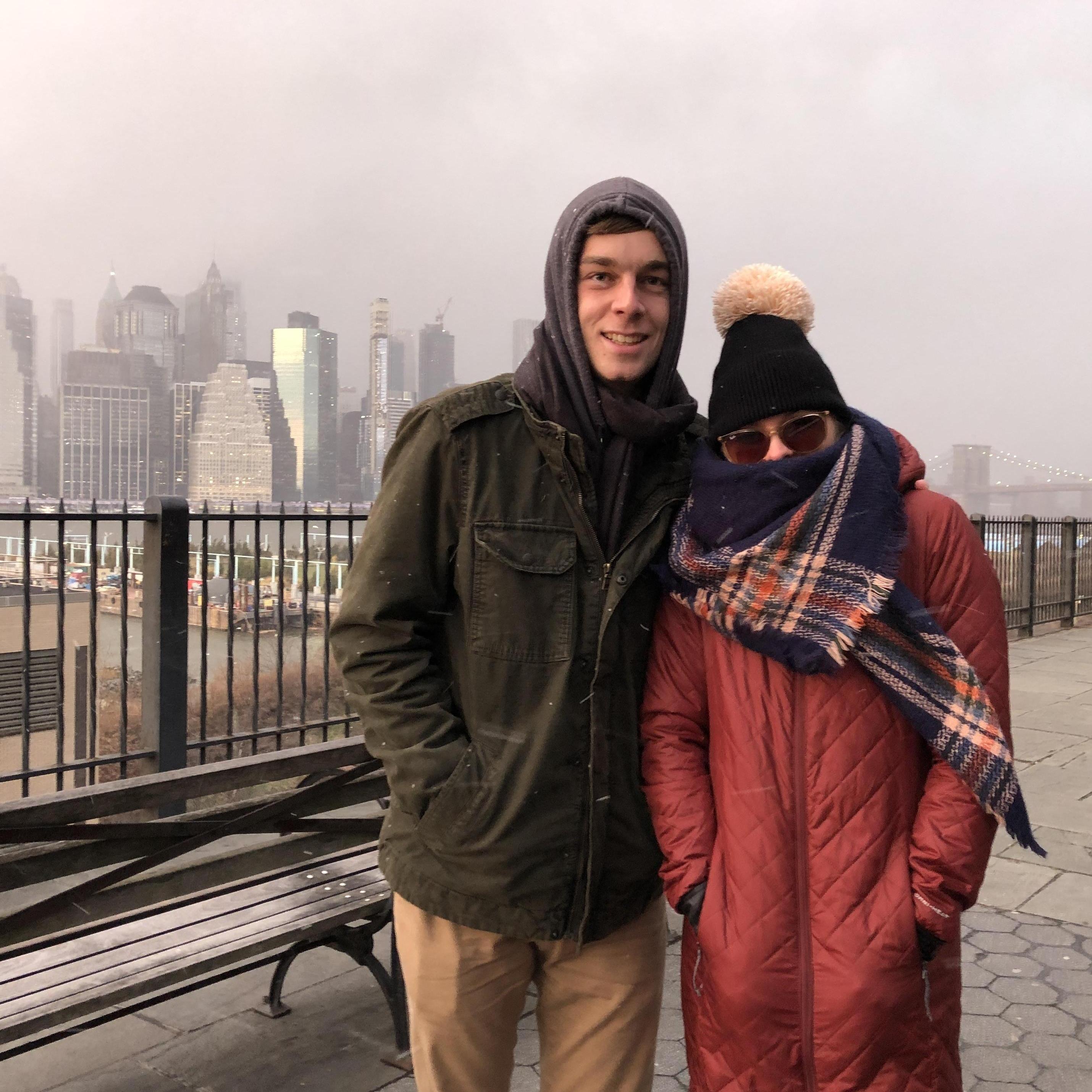 Freezing our booties off in a New York City snowstorm!
