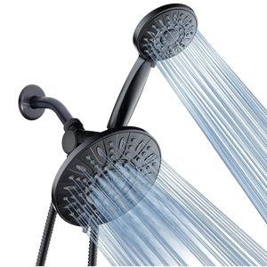 AquaDance for California - 7" Premium High Pressure 3-Way Rainfall Combo for Best of Both Worlds - Luxury 6-Setting Rain Showerhead and Hand Held Shower Separately or Together - Matte Black Finish