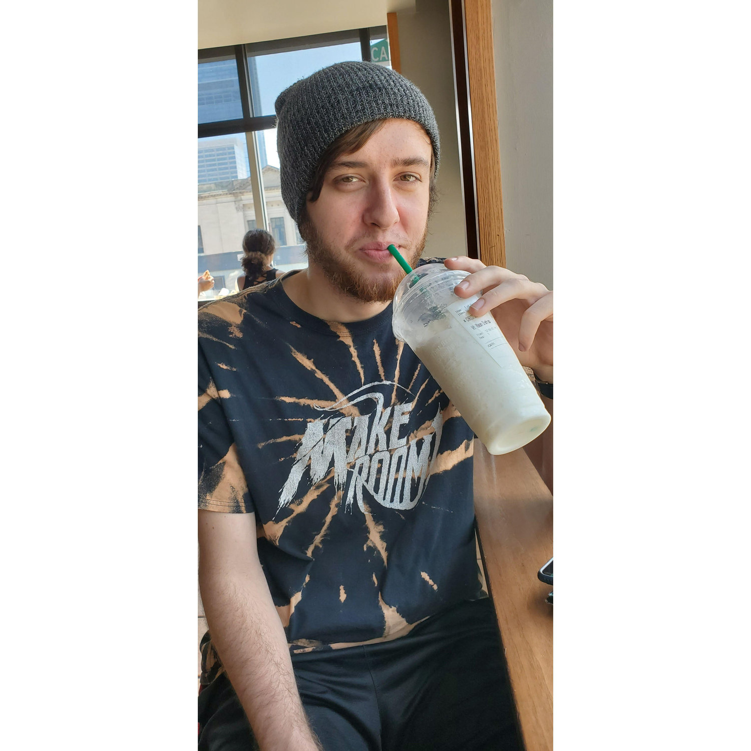 8/8/19 Exploring Philadelphia together! Christian with his first ever Vanilla Bean Frappuccino