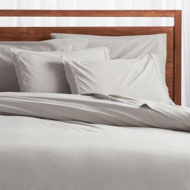 Color: Grey. Organic Cotton Grey Duvet Covers and Pillow Shams
