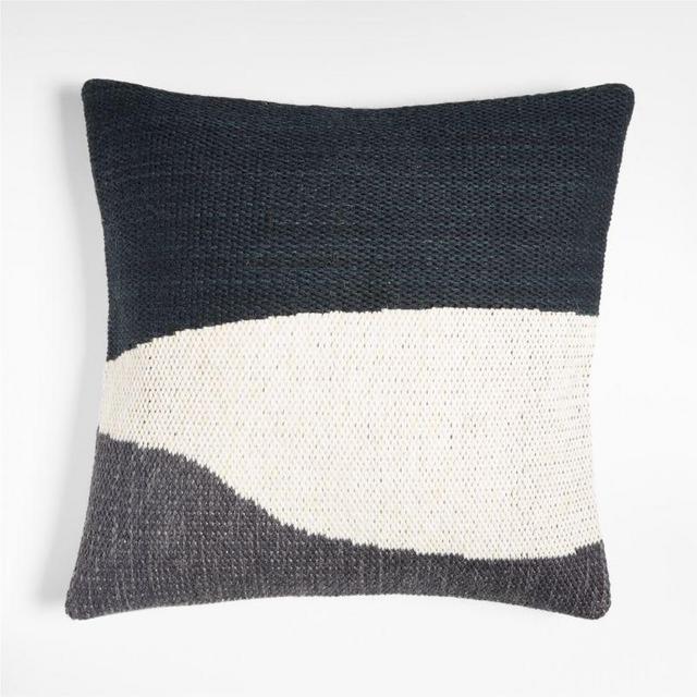 Corby 23" Geometric Ink Black Kilim Pillow with Down-Alternative Insert