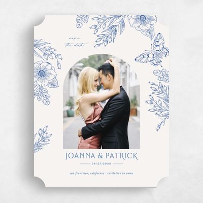 Blue Ticket Wedding Save the Date - Briallen Photo
