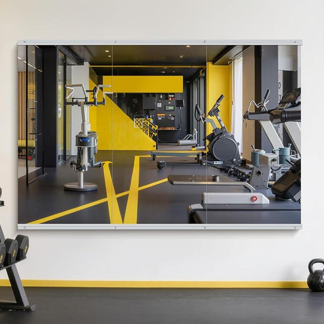 InfiniGlass Home Gym Mirror - 48x24 Inch, 3PCS Frameless Tempered Glass Full Body Mirror for Wall Mount - Ideal for Yoga, Workout, Bedroom, Dance Studio (Silver)