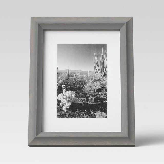 6" x 8" Matted to 4" x 6" Wood Single Image Frame Gray - Threshold™