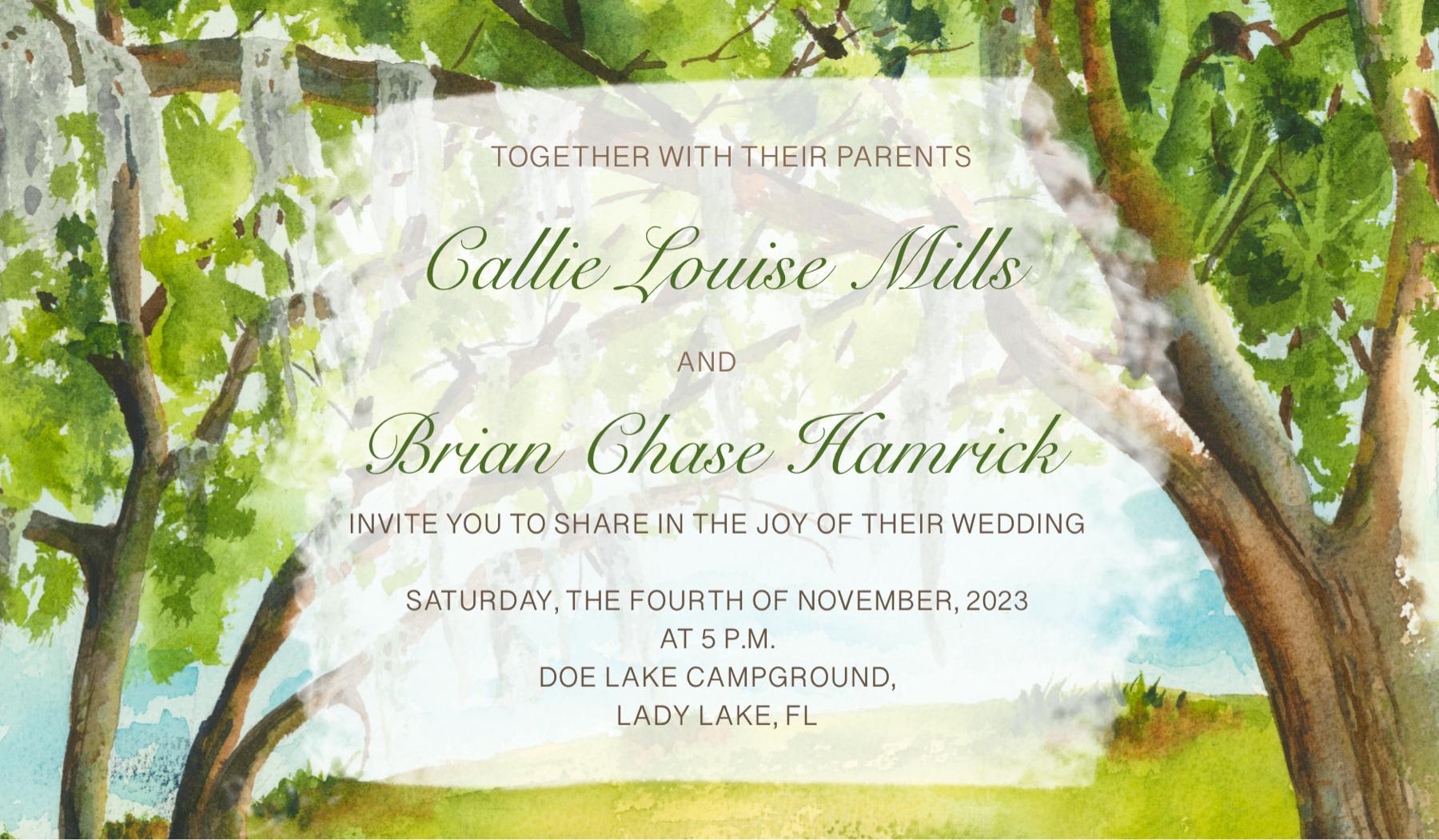 The Wedding Website of Callie Mills and Brian Hamrick