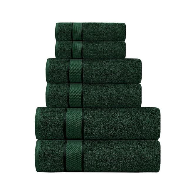 Bath Towels Set-100% Cotton-2 Bath Towels, 2 Hand Towels & 2 Washcloths- Large, Quick Dry, Absorbent, Plush, Soft-Home, Spa, Hotel, Pool, Shower Towels - 6 Piece Luxury Bathroom Towels - Dark Green