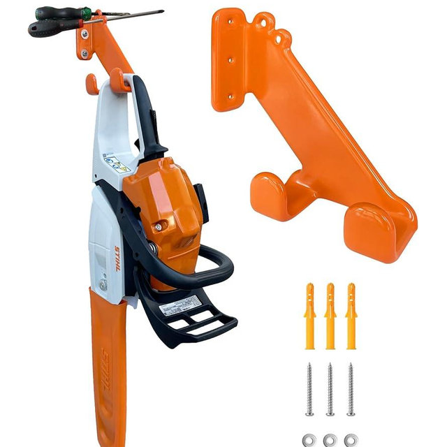OSROENE Chainsaw Hanger, 1 Pack Chainsaw Wall Mount, Heavy Duty Chainsaw Holder, Garage Organization Garage Storage Shed Organizer Mounted Chainsaw Rack