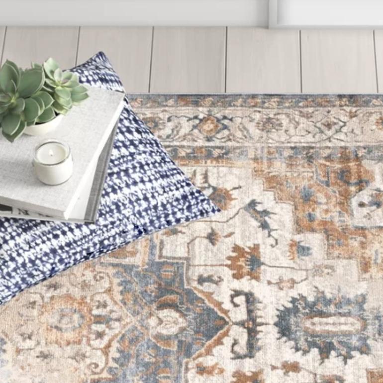 Bungalow Rose Emett Oriental Beige Area Rug | Wayfair