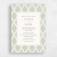 Green Wedding Invitation - Diamant Portrait