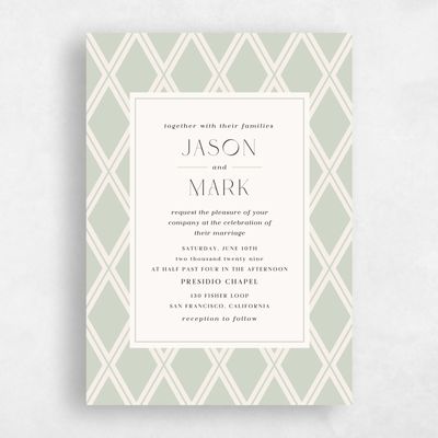 Green Portrait Wedding Invitation - Diamant Portrait