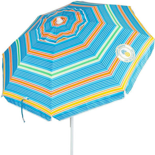 Tommy Bahama 6' UPF 50+ Tilt Beach Umbrella with Integrated Sand Anchor, Wind Vent, and Carry Bag