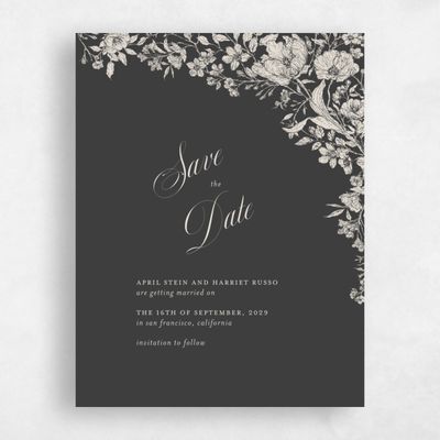 Dark Charcoal, Grey Wedding Save the Date - Heloise Portrait