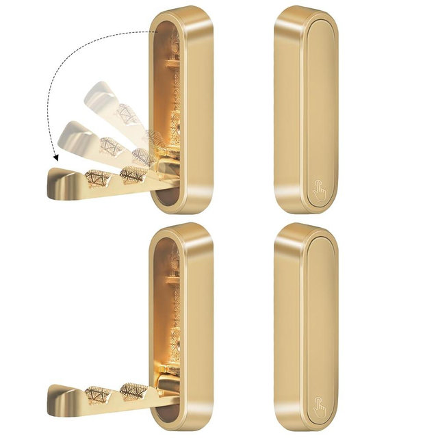 4PCS Foldable Gold Wall Hooks, Heavy Duty Zinc Alloy Folding Wall Hooks, Folding Hidden Coat Hooks Wall Mount Bathroom Foldable Towel Hooks for Hanging Clothes, Bags, Hats, Bathrobes, Keys etc (Gold)