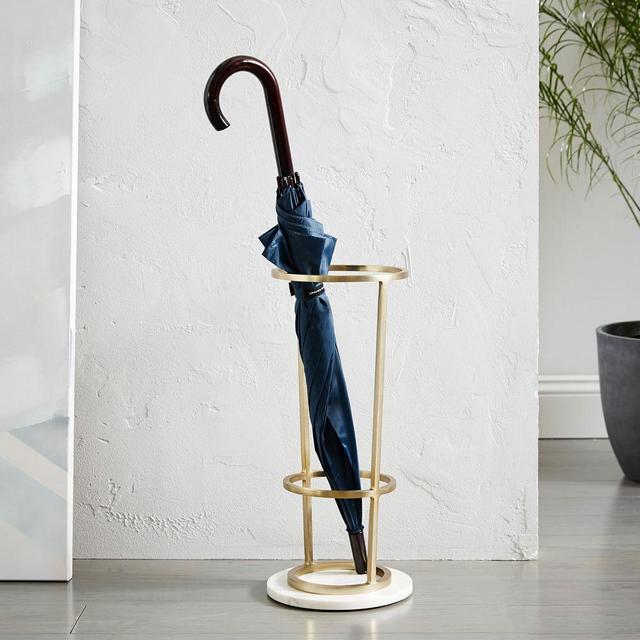 Deco Marble Umbrella Stand, Marble + Antique Brass