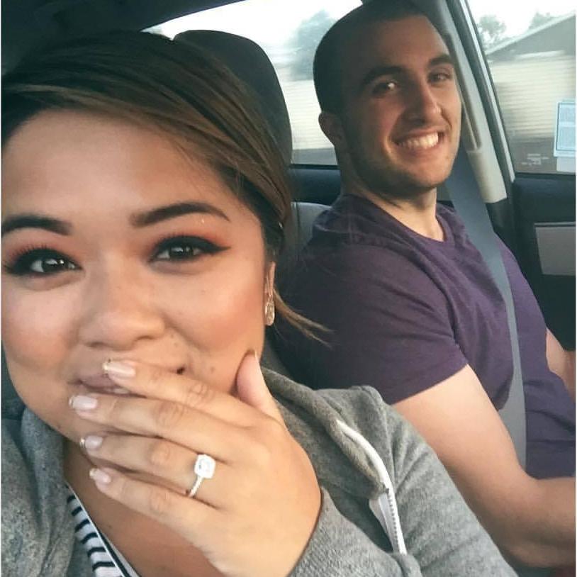 On our way to resize my ring after Spencer proposed :)