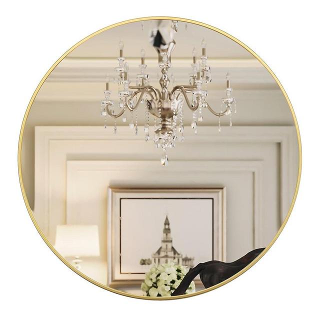 Growsun 39 inch Gold Round Mirror Large Wall Mounted Circle Mirror Metal Frame for Bathroom, Entry, Dining Room, & Living Room