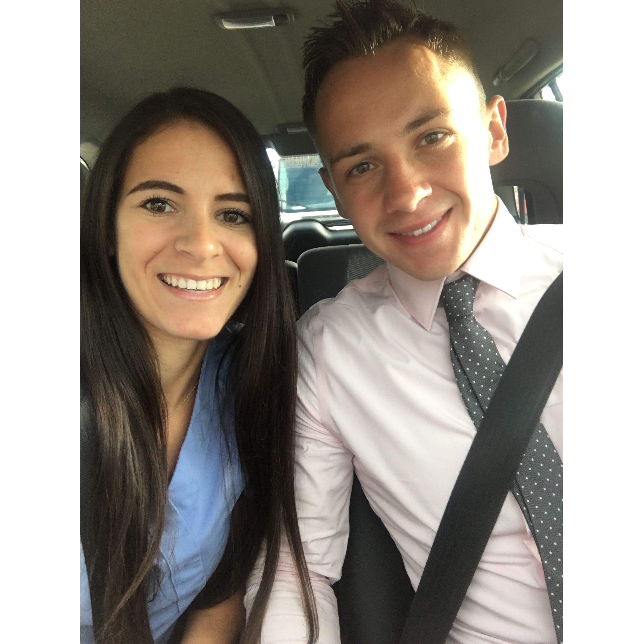 Our first day at real jobs