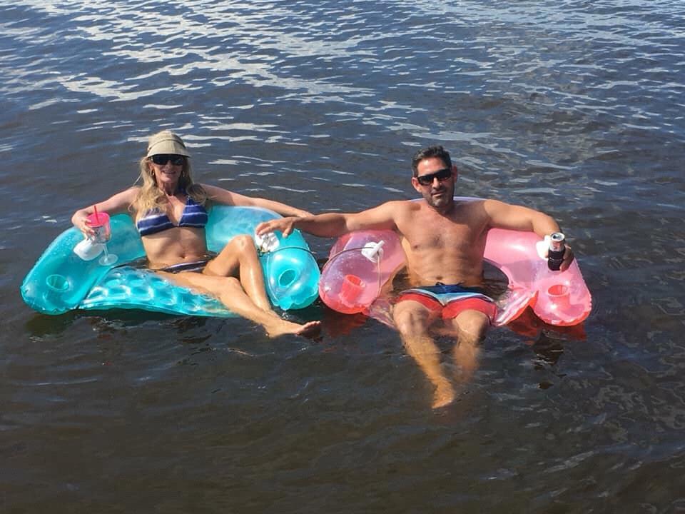 Michael’s sister, Andrea with her hubs, Aaron-relaxing at Old Trap