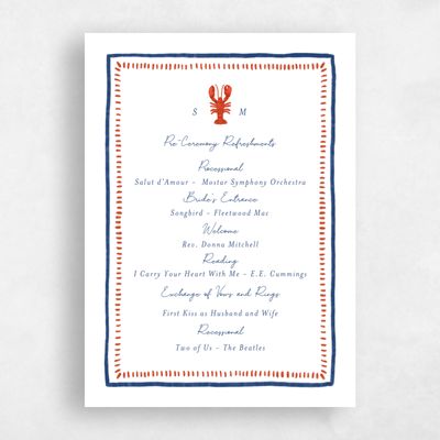 Light Navy, White Wedding Program - Costa