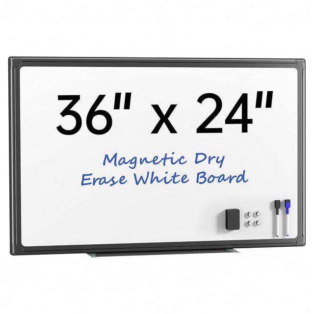 VUSIGN 36" x 24" Magnetic Whiteboard for Wall, Dry Erase Board with Black Frame, Hanging White Board for Office, Home, Classroom, Conference Room – Accessories Included