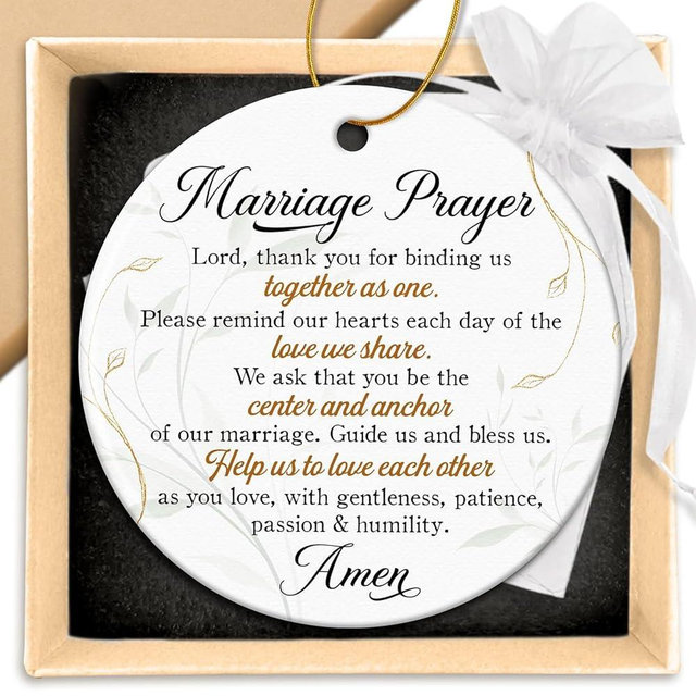 ZAGKOO Christian Wedding Gifts for Couple 2025 - Marriage Prayer Religious Wedding Gift for Newlyweds, Married Couples Anniversary, Bride, Groom - Mr & Mrs Decor, Bridal Shower Gift - Ceramic Ornament