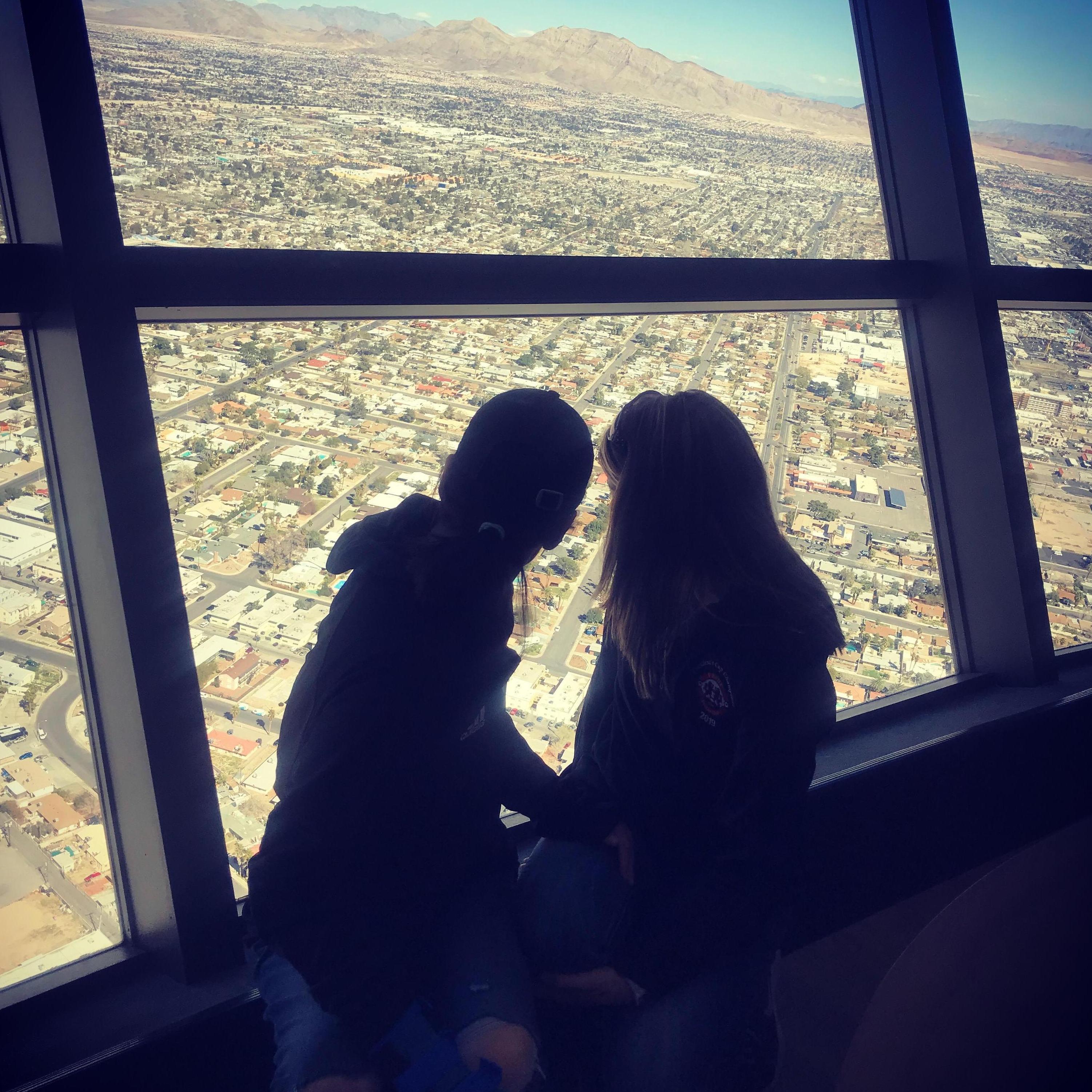 In Las Vegas at the end of our first road trip, overlooking the entire city from the Stratosphere observation deck! (photo credit: Keagan)