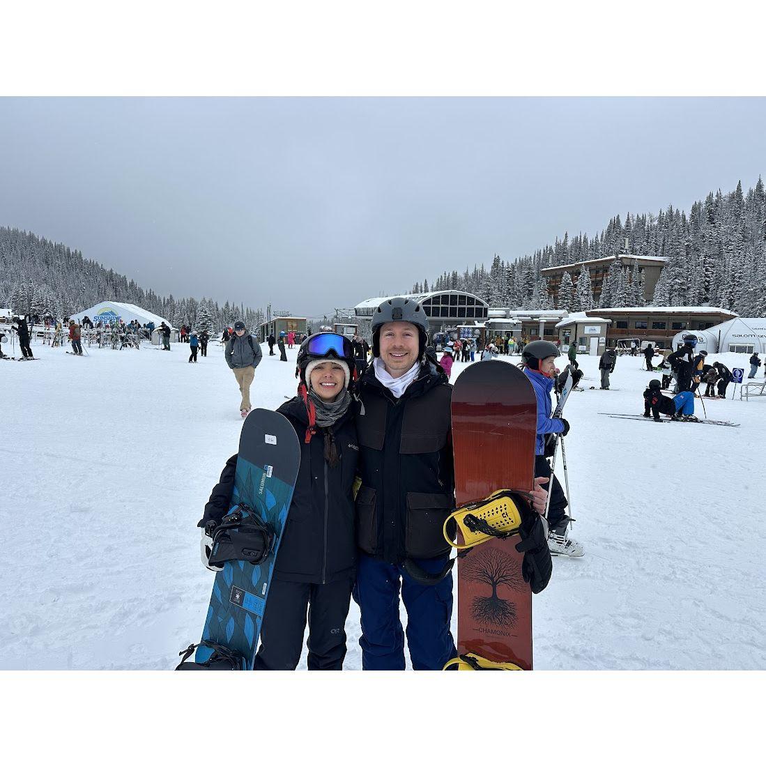 Making memories (and maybe a few wipeouts) on our first snowboarding trip in the Canadian snow