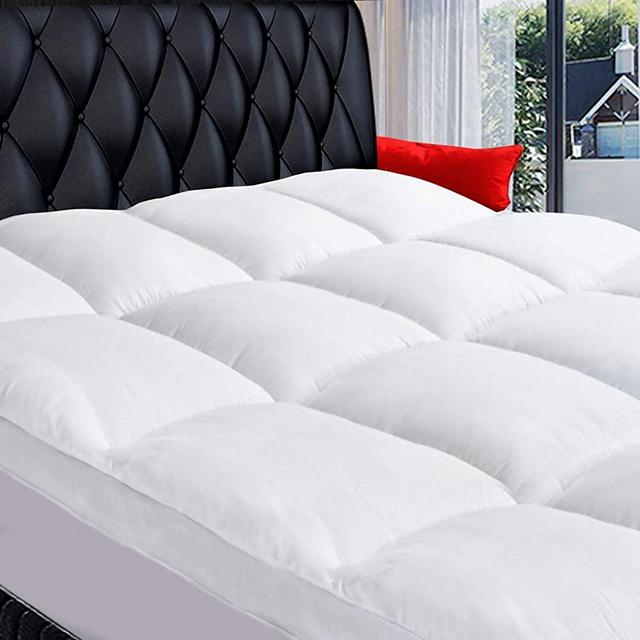 COONP Cooling Mattress Topper, Extra Thick Pillowtop, Plush Mattress Pad Cover 400TC Cotton Top with 8-21 Inch Deep Pocket 3D Snow Down Alternative Fill (Full XL, White)