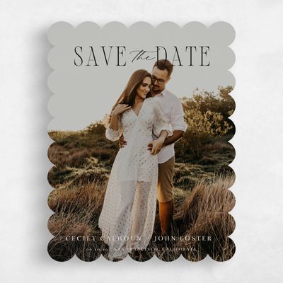 Black Scalloped Wedding Save the Date - Anara Photo
