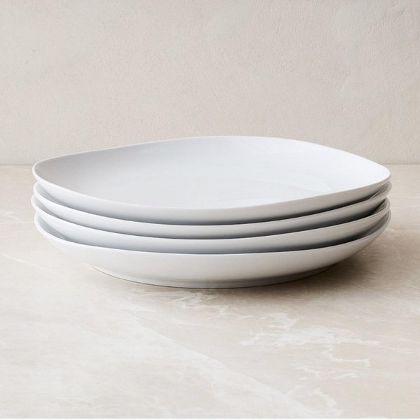 Organic Porcelain Dinner Plate Sets - White, Set of 8
