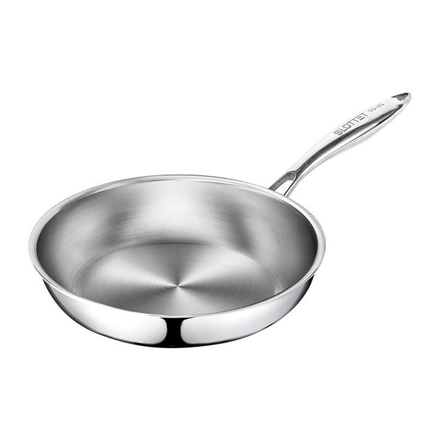 SLOTTET 8 Inch Tri-Ply Stainless Steel Frying Pan,Full-Clad No Coatings Skillet with Stay-cool Handle for Cooking,Dishwasher and Oven Safe,Induction Pans