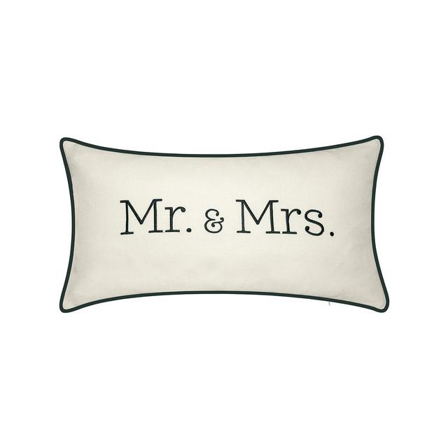 Edie@Home Celebrations "Mr. Mrs." Embroidered Decorative Pillow, 25" x 13"