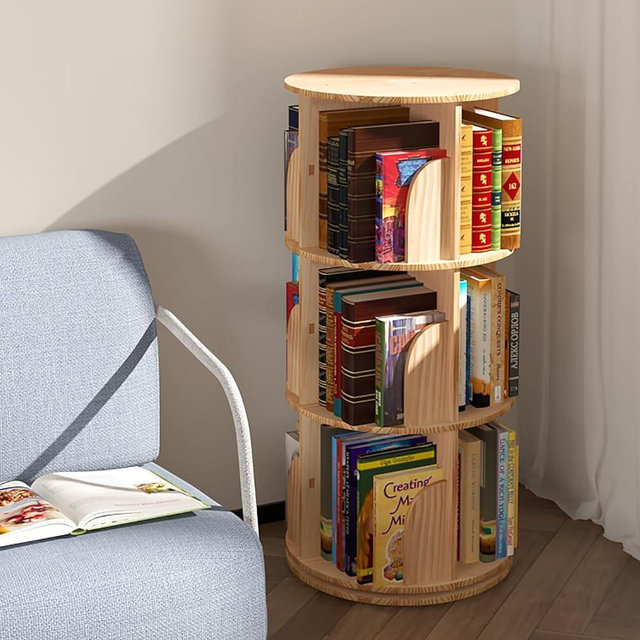 Lexza 3 Tier 360 Display Rotating Bookshelf, Standing Bookcase Storage Rack for Kids&Adults, Bookshelves for preschoolers' classrooms, Nursery,bedrooms, playrooms.