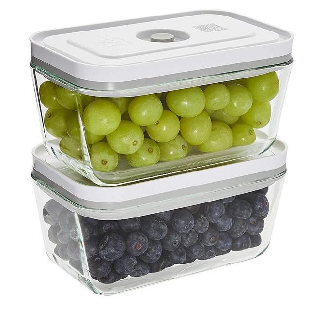 ZWILLING Fresh & Save Vacuum Sealer Glass Airtight Food Storage Containers with Lids 2-pc - Medium